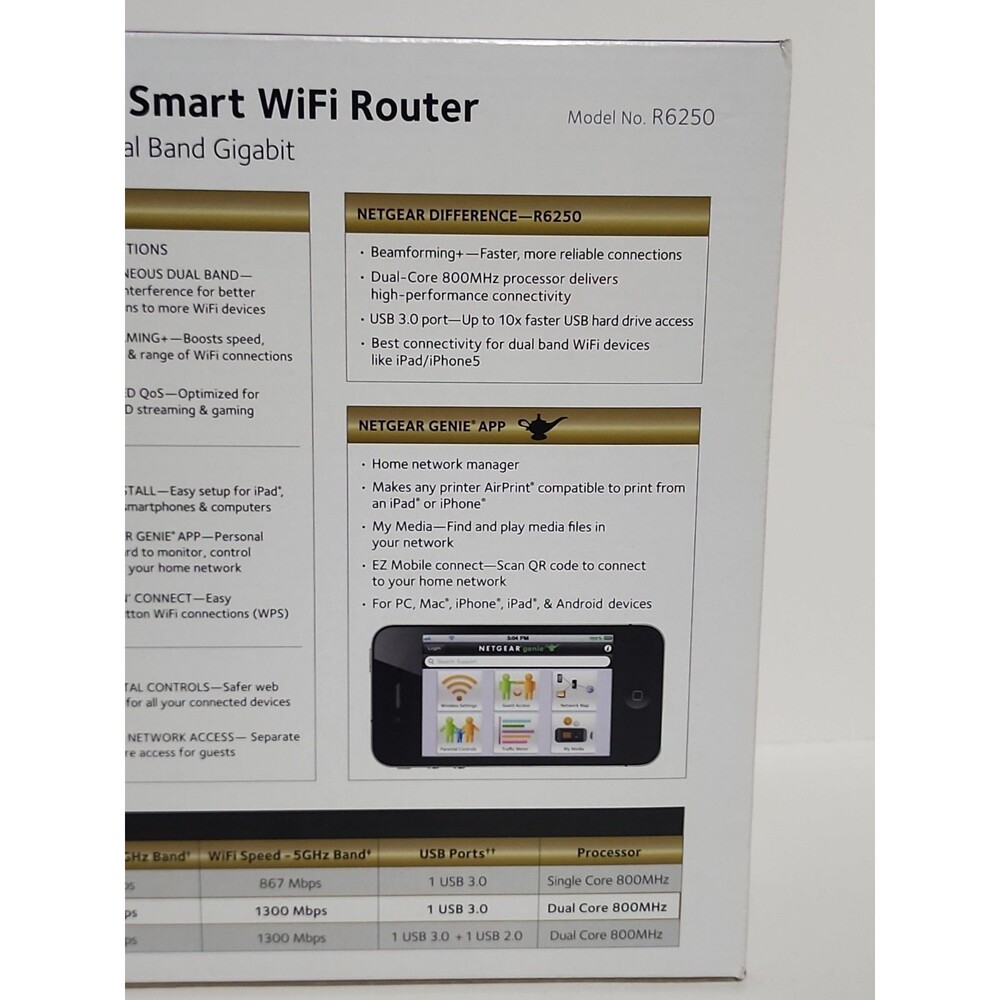 NETGEAR R6250 Smart WiFi Router AC1600 Dual Band Gigabit - Picture 9 of 13